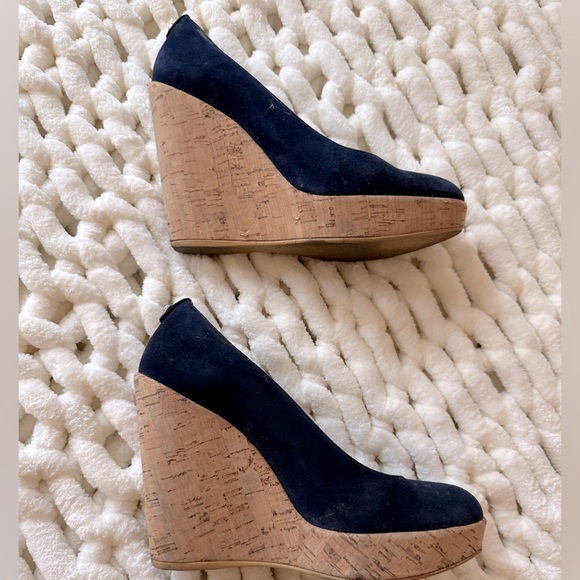 Rare Stuart Weitzman Corkswoon Navy Suede Platform Wedges US 8.5 $445 Retail - Picture 5 of 16